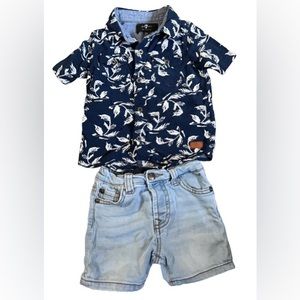 7 for all mankind baby jean shorts and Hawaiian shirt set - 18 months
